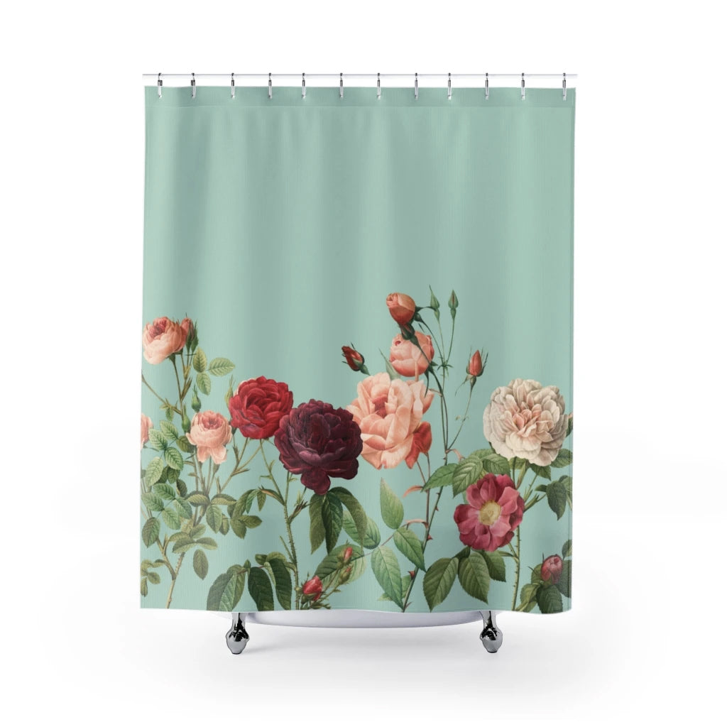 Rose Garden in Teal Shower Curtains Home Decor Main image