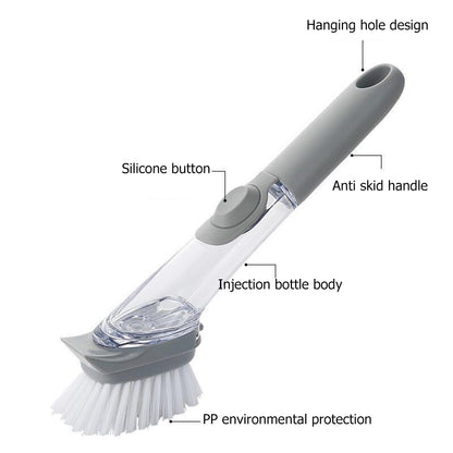 Automatic Liquid Dispenser Handle Kitchen Cleaning Brush