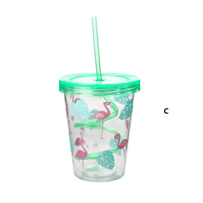 Flamingo Plastic Tumbler & Straw