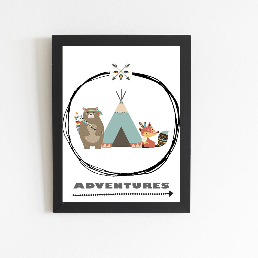 Poster "Adventures" black frame, A4 format Main image