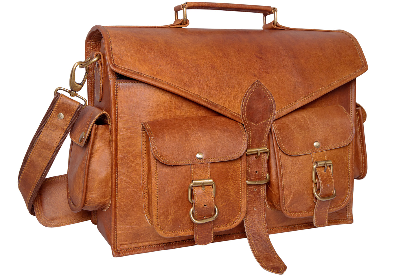 Handmade Leather Men's Satchel Laptop Bag - Vintage Leather Satchel.