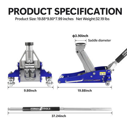 1.5 Ton Hydraulic Low Profile Aluminum And Steel Racing Floor Jack