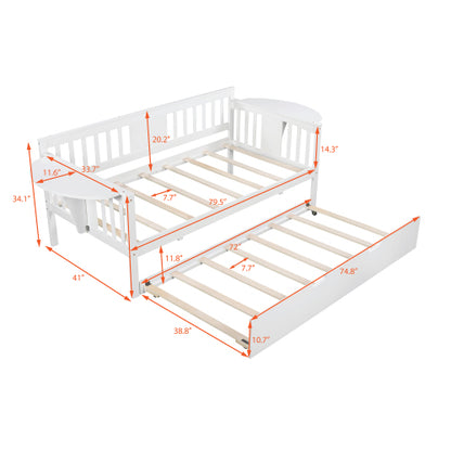 Twin Wooden Daybed with Trundle Bed Sofa Bed for Bedroom