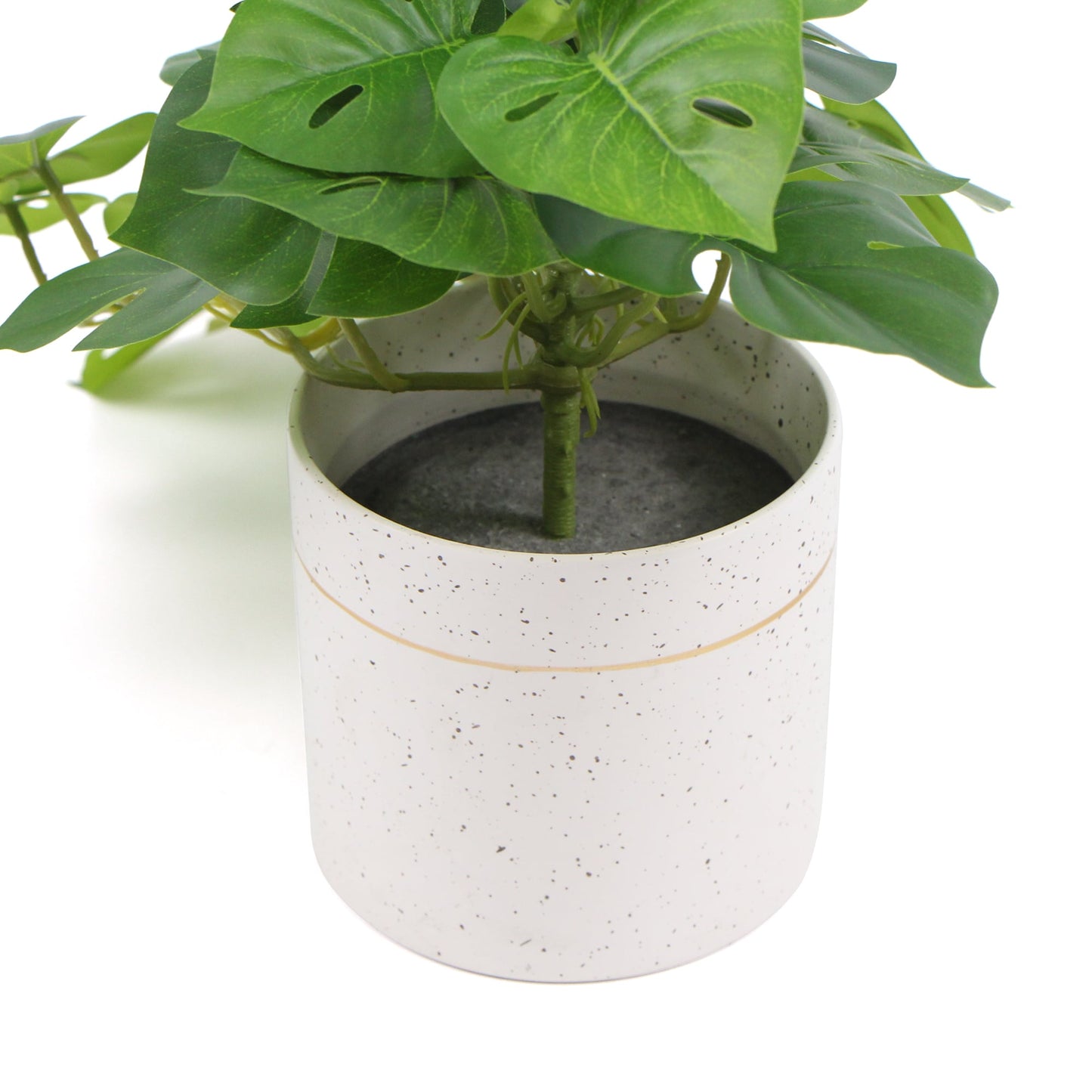 Decorative Ceramic Bowl Potted Artificial Monstera Plant 30cm