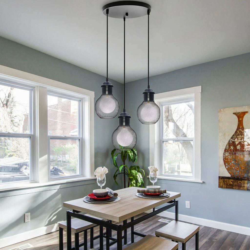 3Head Modern Vintage Industrial Retro Loft Cage Ceiling Lamp Shade