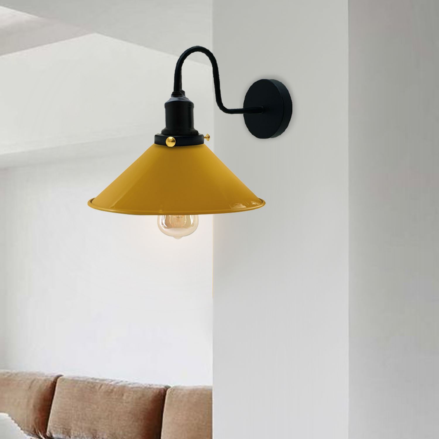Vintage Industrial Swan Neck Wall Light Indoor Sconce Metal Cone Shape
