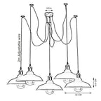 Vintage 5 Way Chandelier Spider Ceiling Fixture Metal Curvy Shade~3399