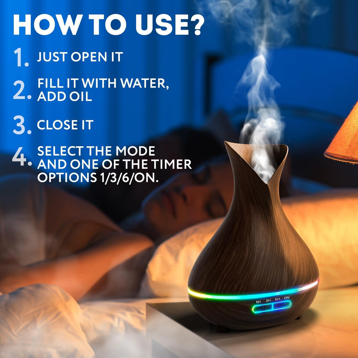 Aromatherapy Diffuser for Essential Oils 400ml Dark Wood Essential Oil