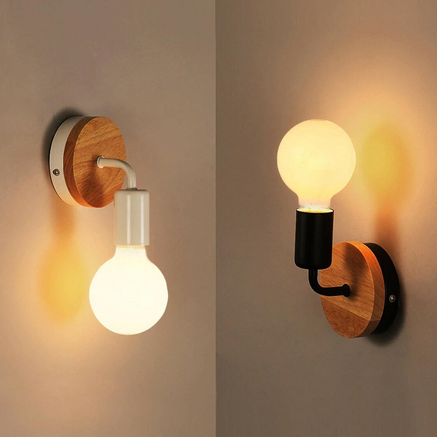 Retro Vintage Industrial Wood Wall Sconce Light Loft Rustic Lamp Light