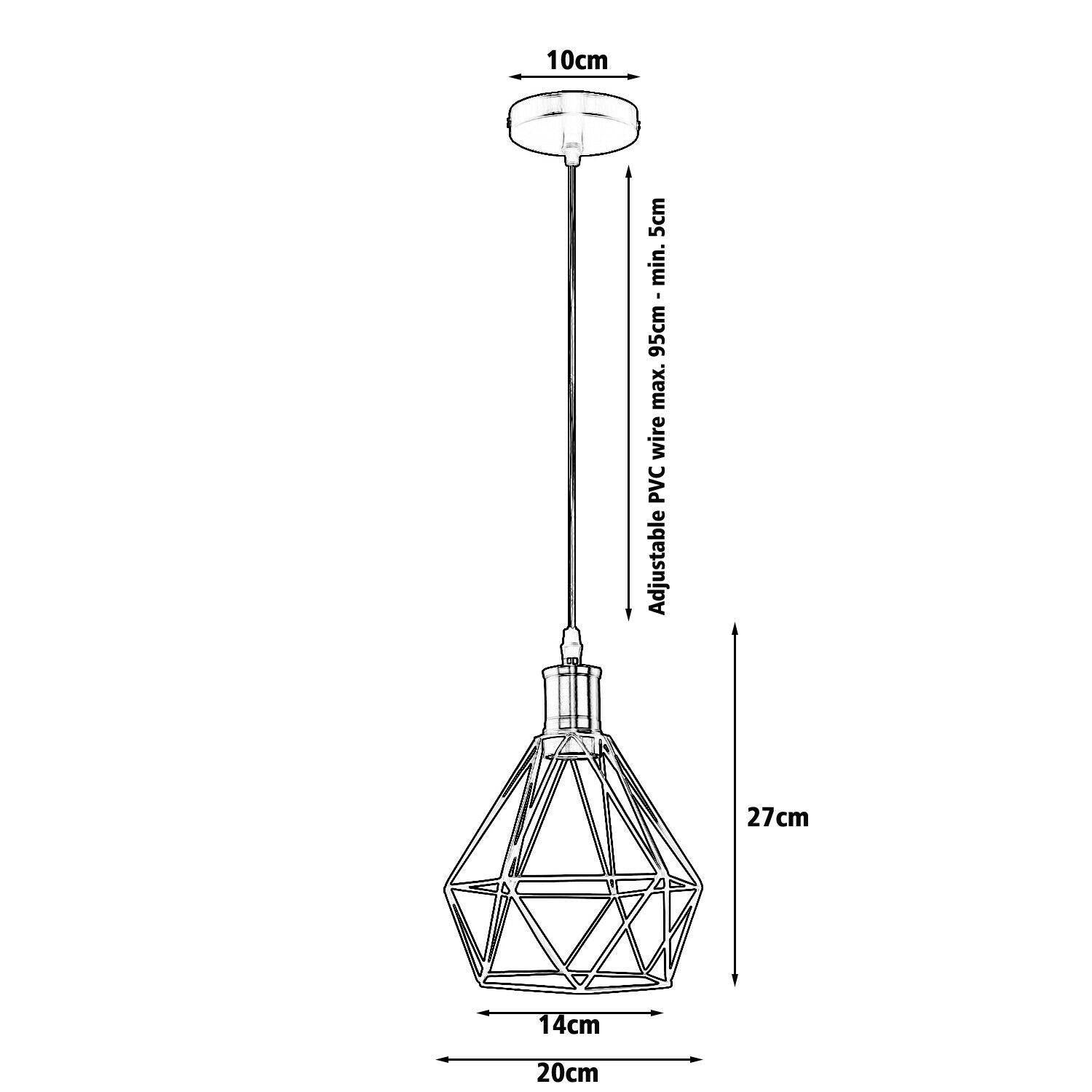 Modern Diamond Cage Pendant Light Fitting Geometric Wire Cage ~1266 Secondary image