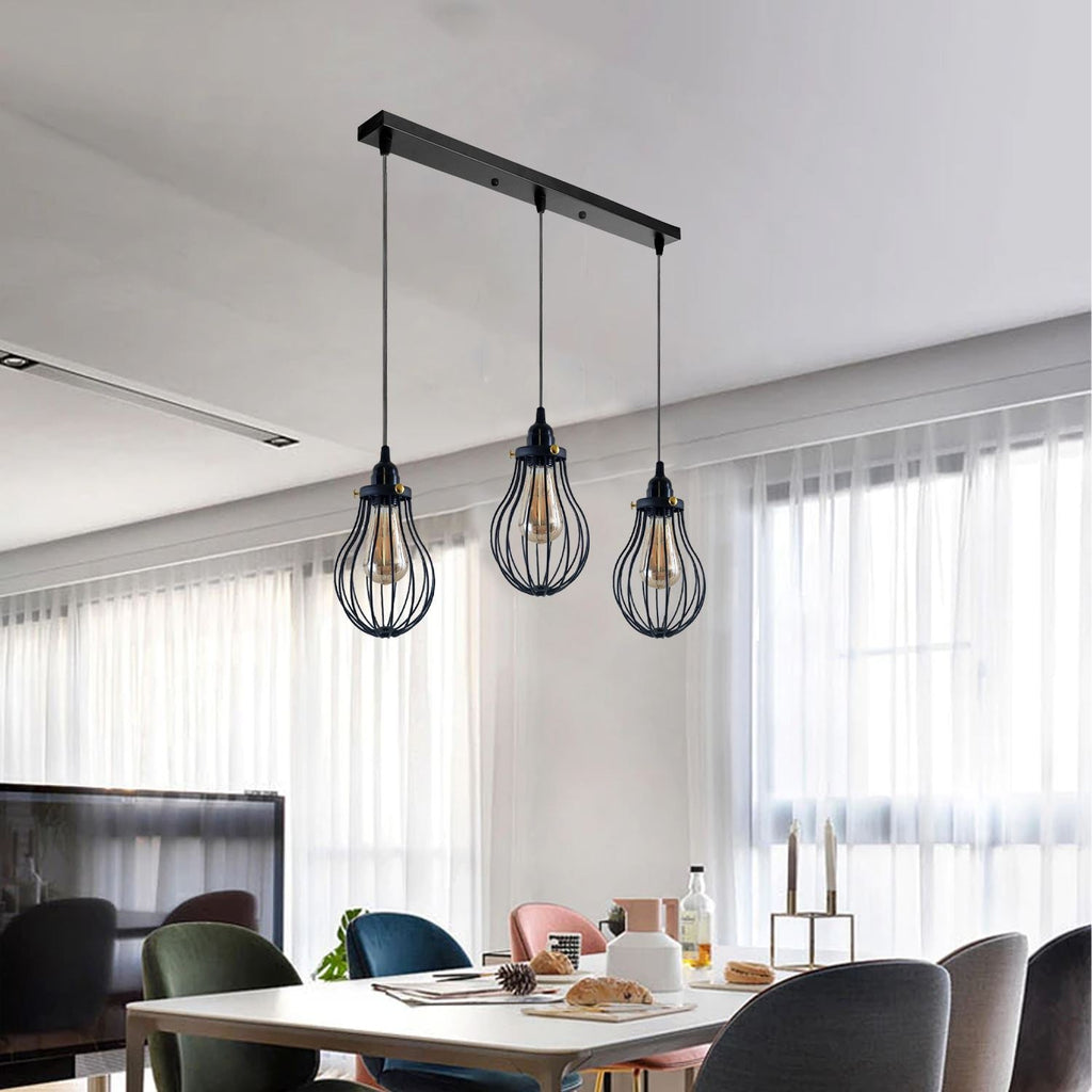 Retro Industrial Black Indoor Hanging Adjustable Pendant Light Big