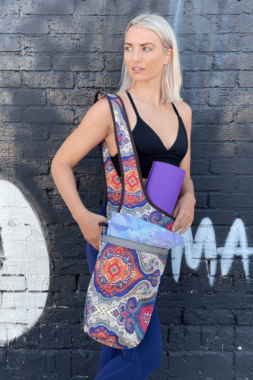 Yoga Mat Carrying Tote Bag with Large Pockets