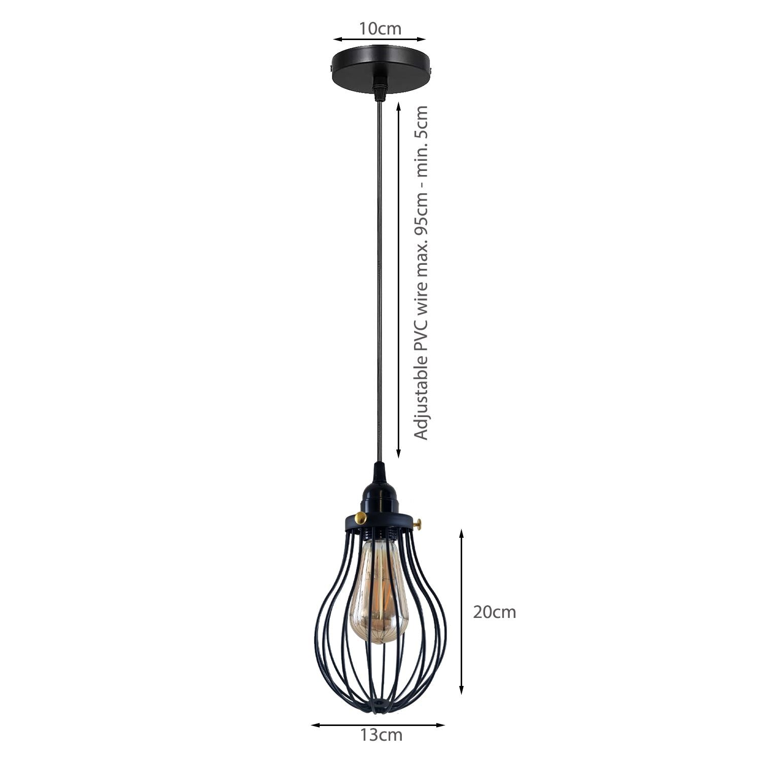 Retro Industrial Black Indoor Hanging Adjustable Pendant Light Big Secondary image