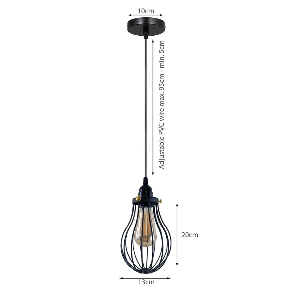 Retro Industrial Black Indoor Hanging Adjustable Pendant Light Big