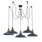 Vintage 5 Way Chandelier Spider Ceiling Fixture Metal Curvy Shade~3399