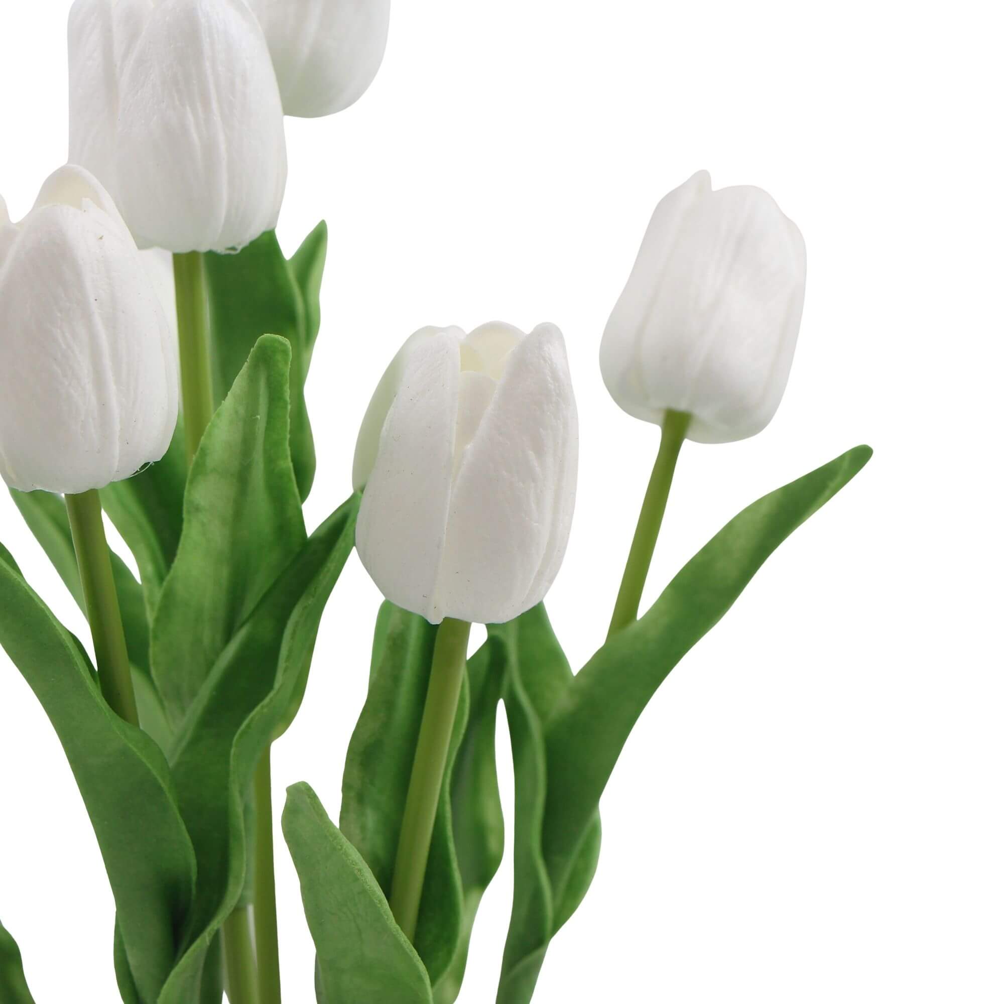 Flowering White Artificial Tulip Plant Arrangement With Ceramic Bowl Secondary image