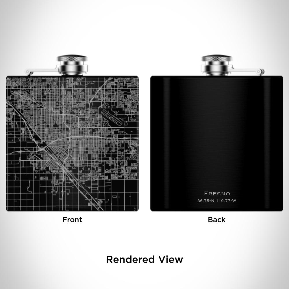 Fresno - California Map Hip Flask in Matte Black