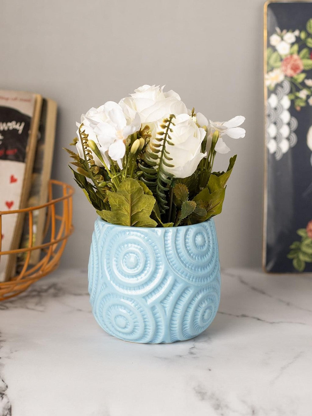 Stylish Off White Artificial Flower With Pot Main image