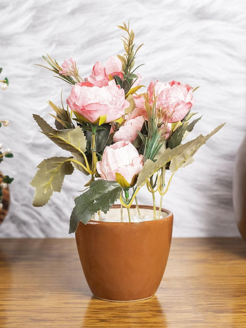 Baby Pink Roses Artificial Flower Vase For Home Decor Main image