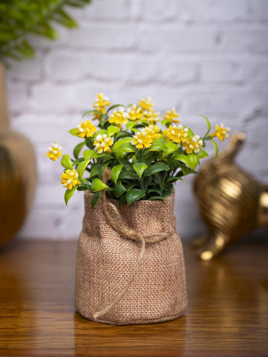 Yellow Artificial Potted Plant - Knitted Main image