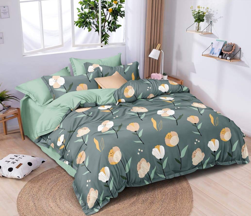 Cotton King Size Bedsheet with Elastic Fitted Printed Double Bed Main image