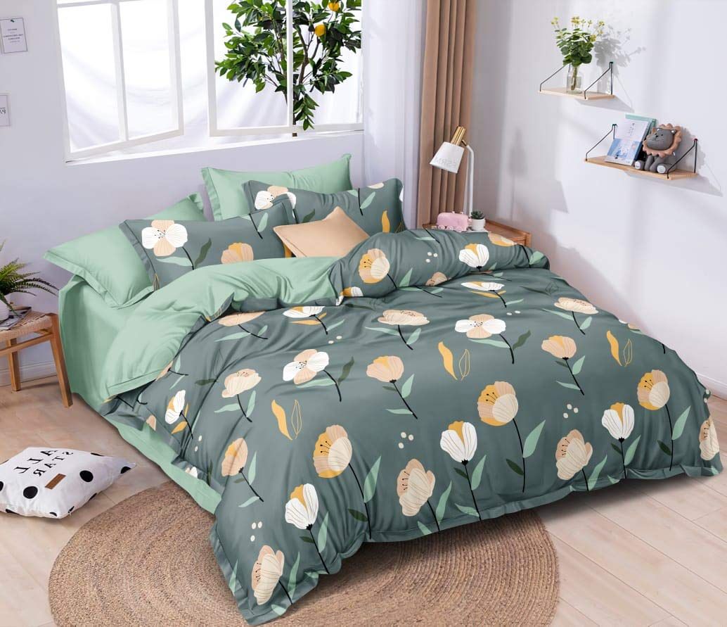 Cotton King Size Bedsheet with Elastic Fitted Printed Double Bed