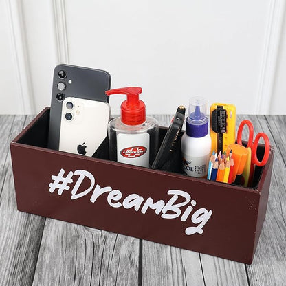 wooden Desk Organizer Pen Pencil Caddy Storage Box For Office, School,