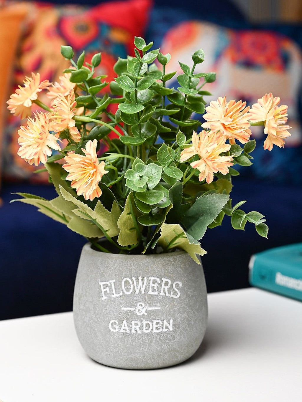 Yellow & Green Artificial Flower with Pot - Cylindrical Shape Main image