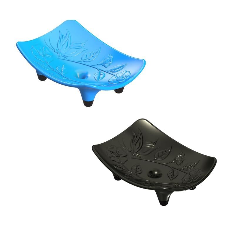 Soap Dish Portable Plastic Self Draining Seat of 2
