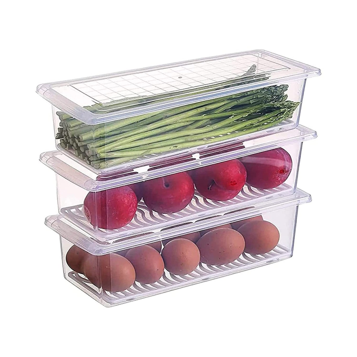 Set of 3 Food Container for Fridge Storage Set with Removable Drain Main image