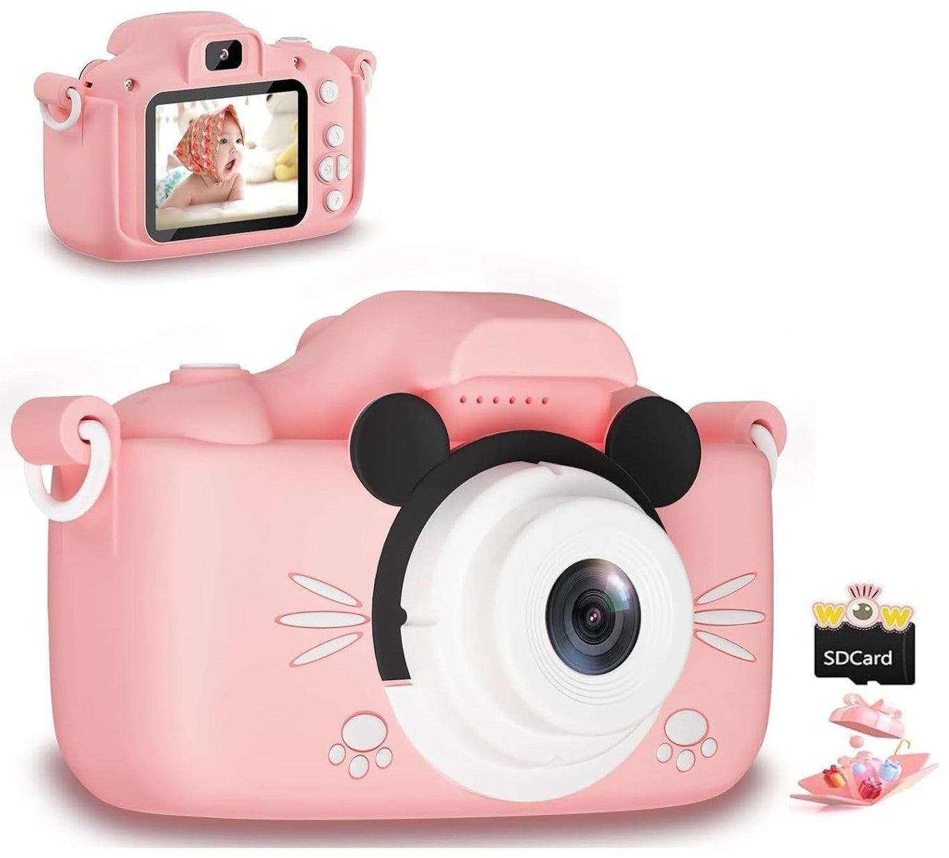 Pink Mikki Kids Camera with Camera Case for Kids Aged 4-12 Yrs