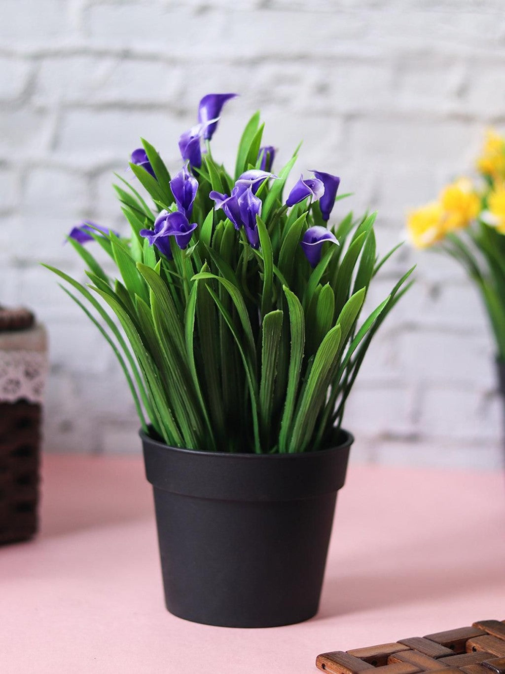 PURPLE Artificial Leaves Flower With Pot Main image