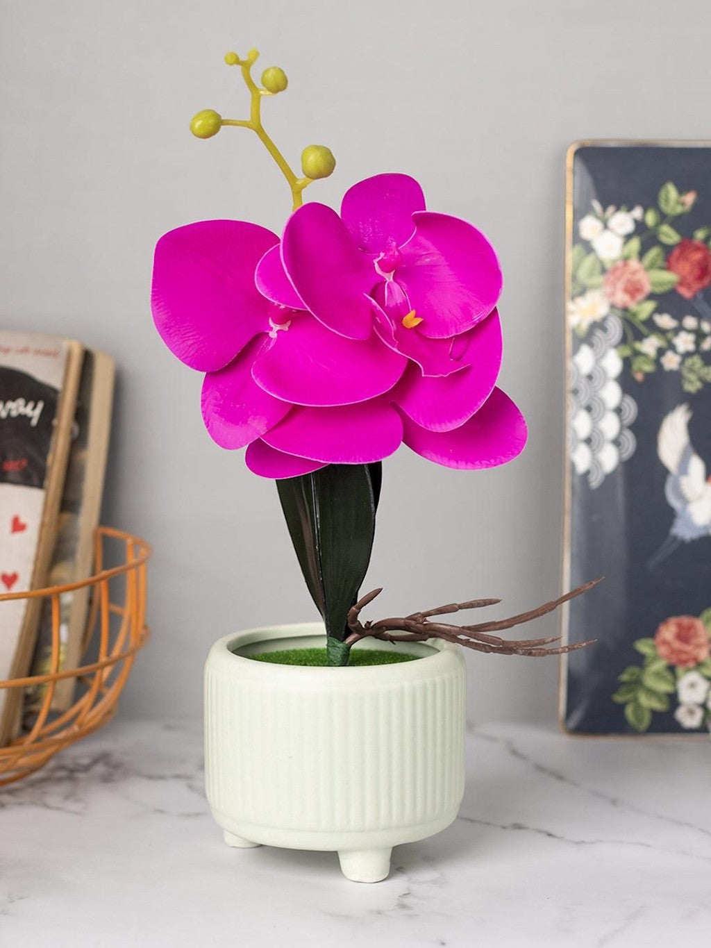 Stylish Purple Artificial Flower With Mini Pot Main image