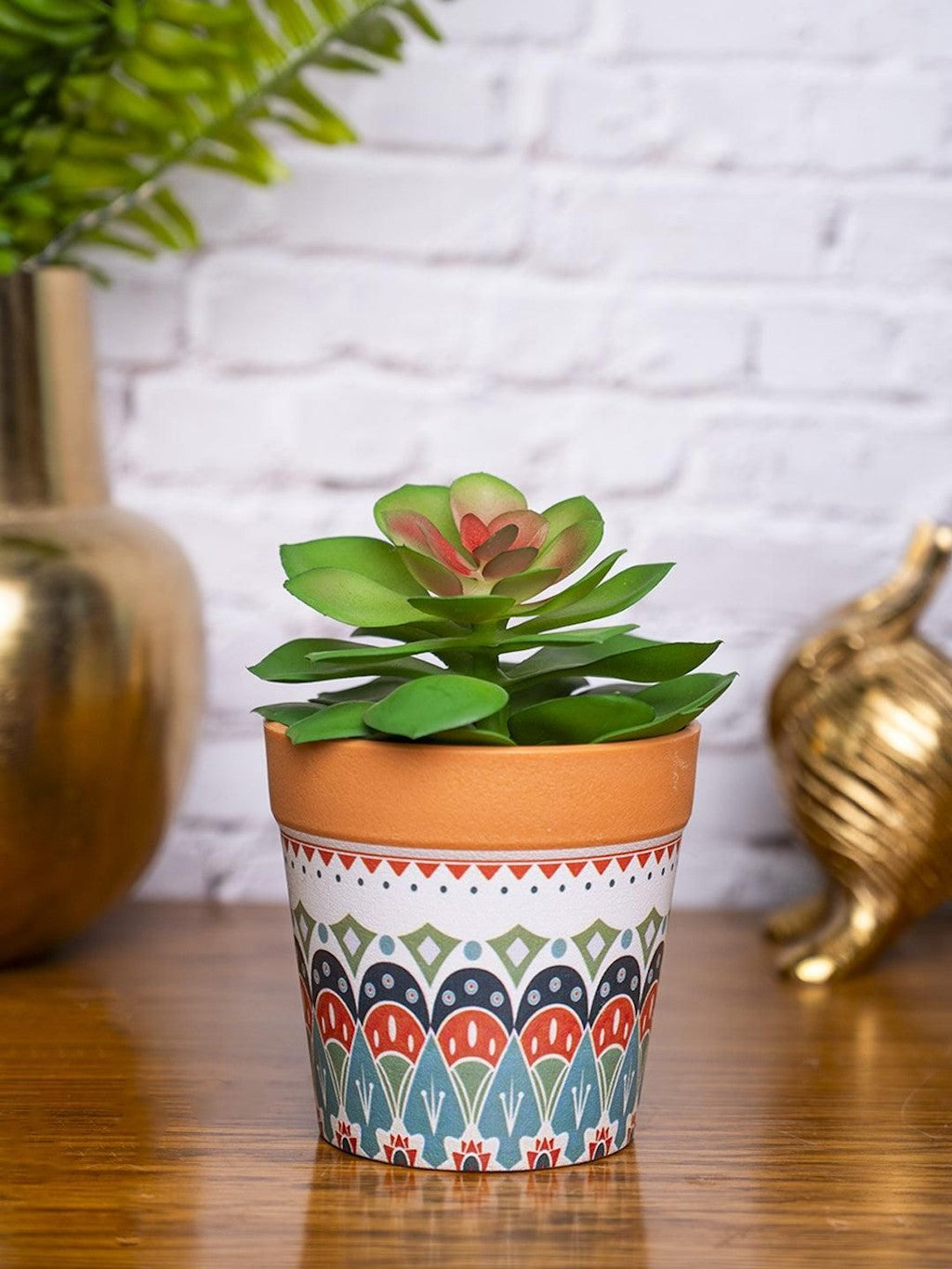 Artificial Potted Plant - Mandala Style