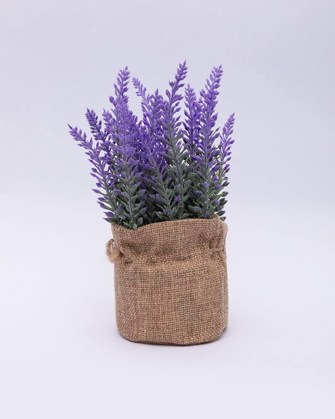 Artificial Flower Plant with Sack Bag, Purple