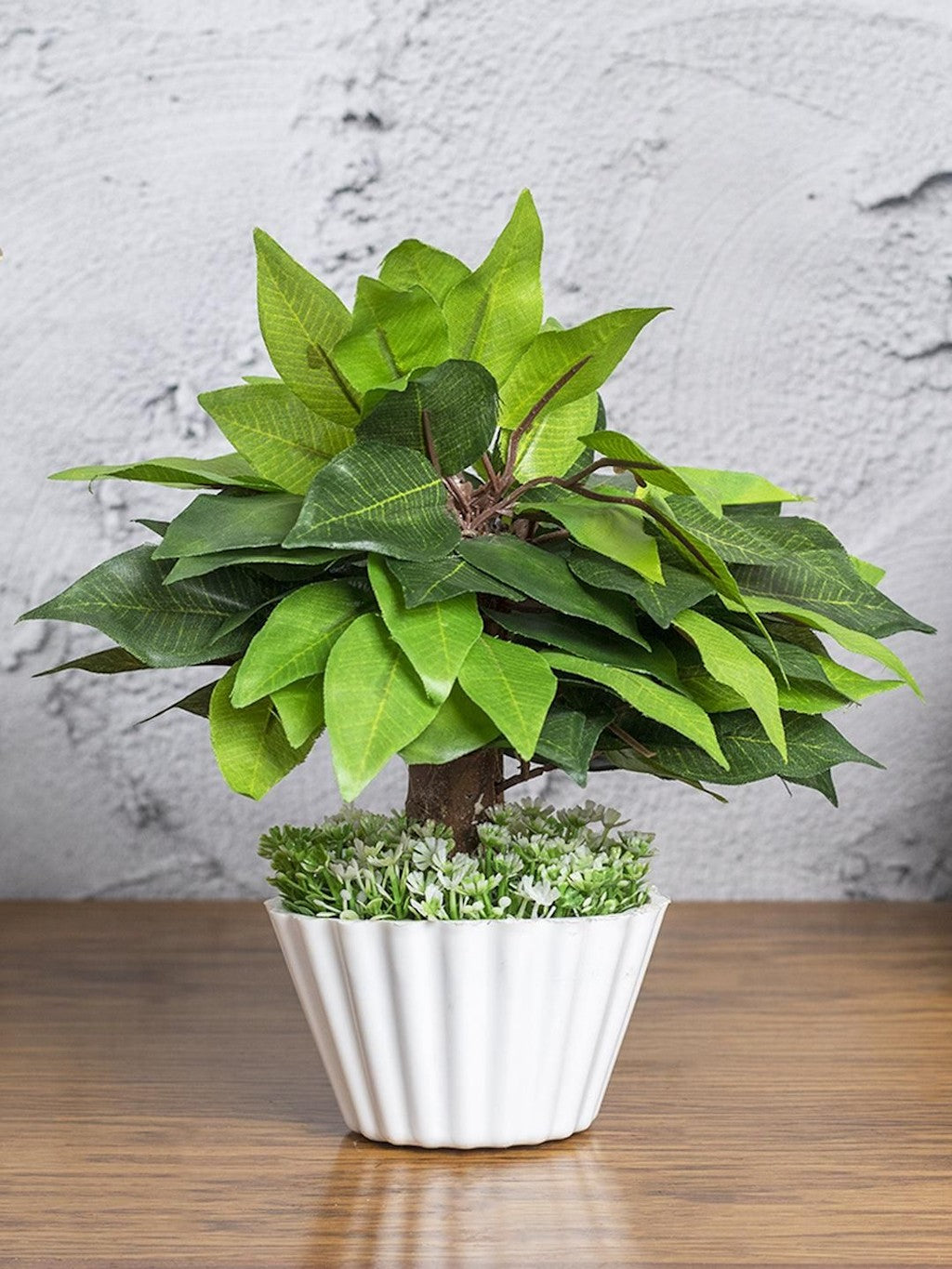 Ciliated Leaves Artificial Flower Vase For Home