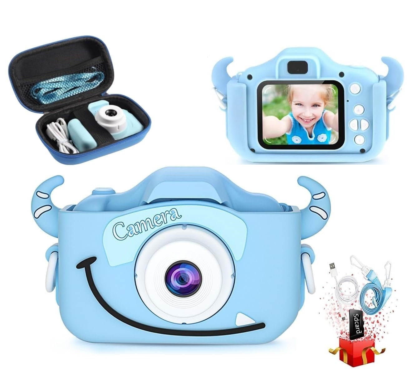 Kids Camera with Camera Case for Kids Aged 4-12 Yrs Cowteddy+Big Blue