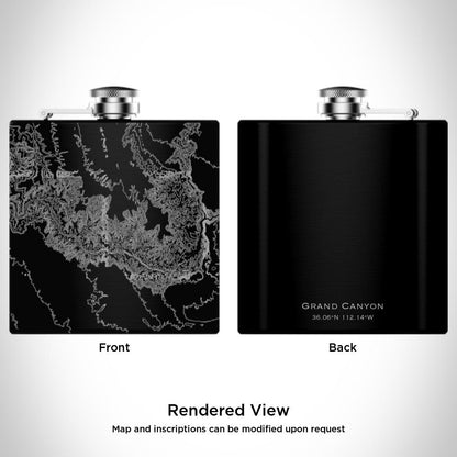 Grand Canyon National Park - Arizona Map Hip Flask in Matte Black
