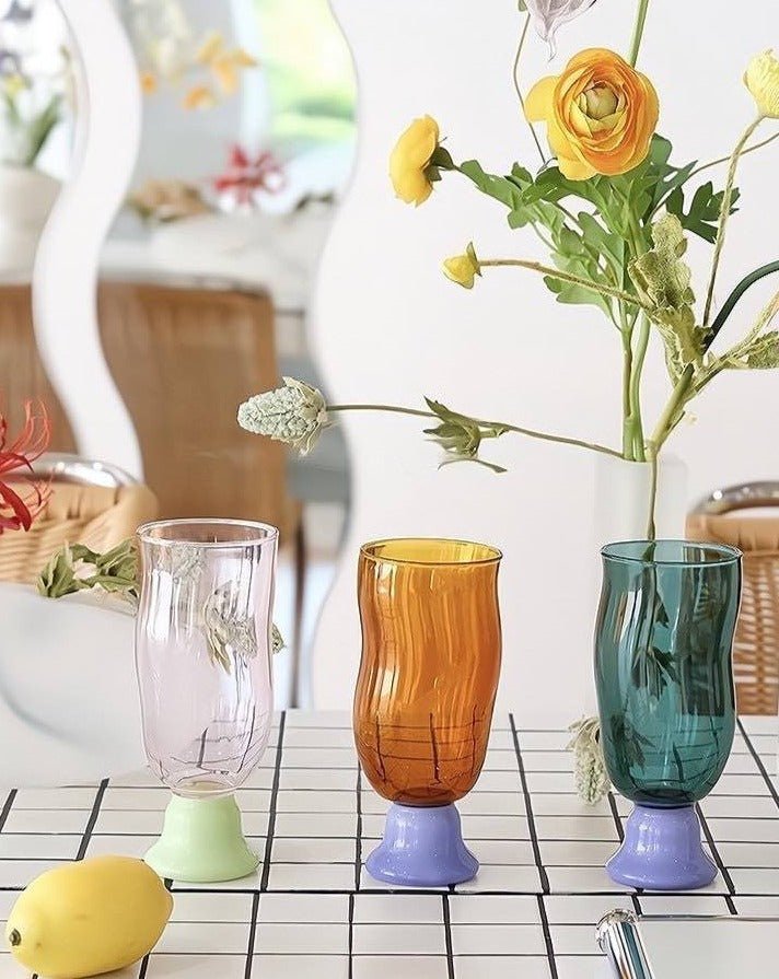 Handmade Wavy Beer Glasses - Retro Whimsical Eclectic Beer Mug Main image
