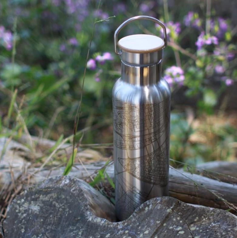 Houston - Texas Map Bottle with Bamboo Top