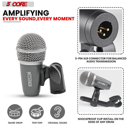 5Core Conga Mic Snare Tom Microphone Drum Kit Condenser XLR Instrument