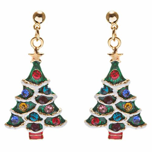 Christmas Jewelry Crystal Rhinestone Colorful Christmas Tree Earrings Main image