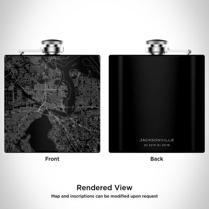Jacksonville - Florida Map Hip Flask in Matte Black