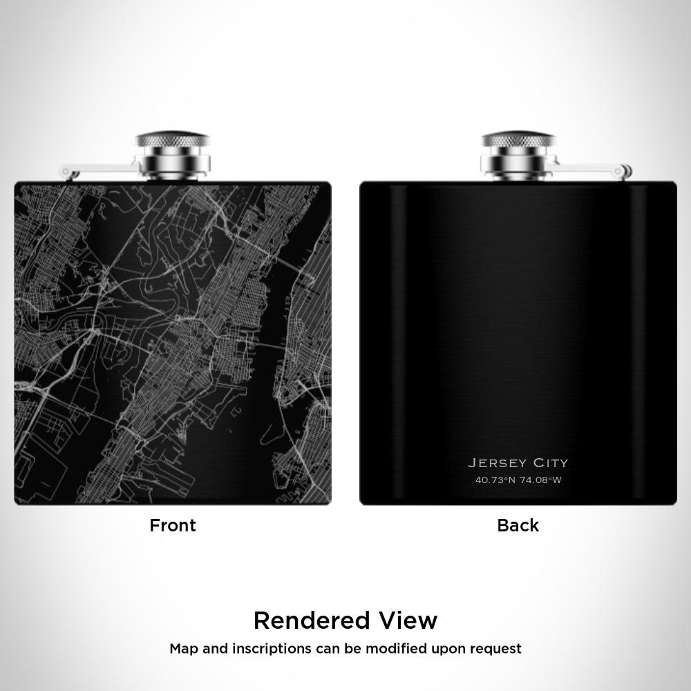 Jersey City - New Jersey Map Hip Flask in Matte Black