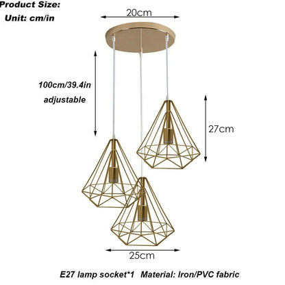 Modern Vintage Industrial Retro Loft 3 Head Ceiling Pendant Lamp