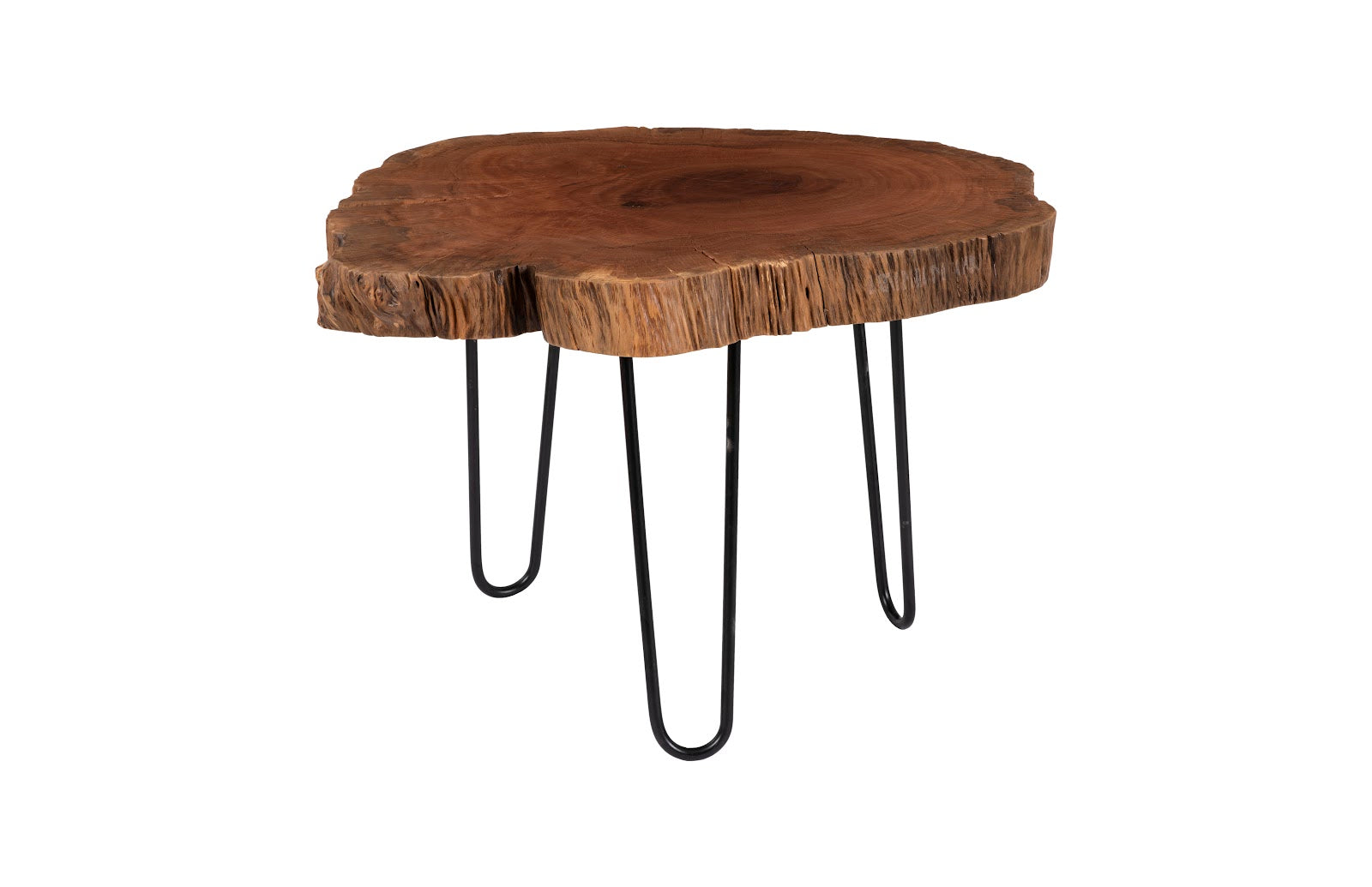 Burled Coffee Table, Black Metal Legs, Small Main image