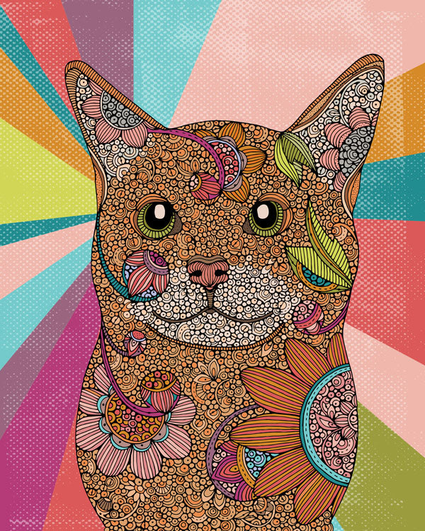 Little cat - colorful background Art Print