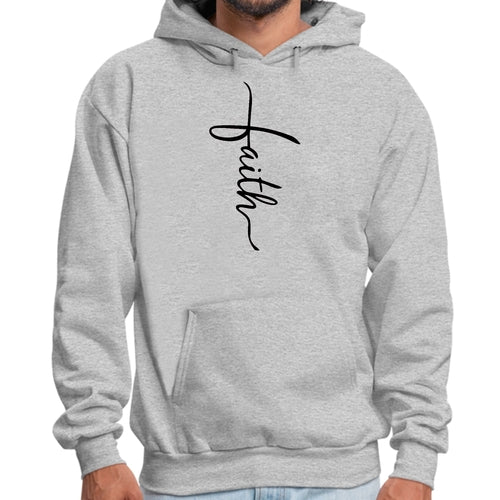 Mens Graphic Hoodie Faith Script Cross Black Illustration