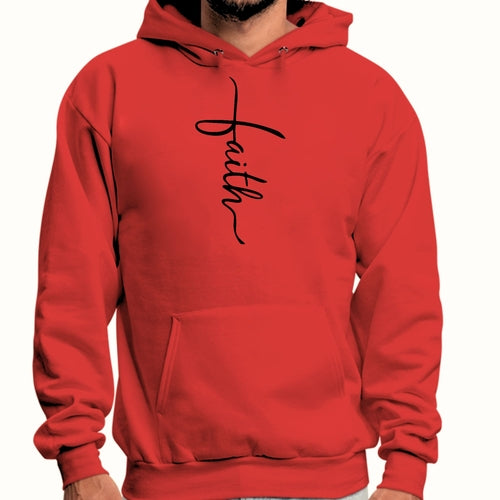 Mens Graphic Hoodie Faith Script Cross Black Illustration