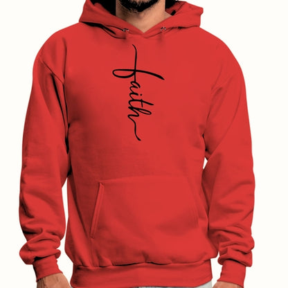 Mens Graphic Hoodie Faith Script Cross Black Illustration